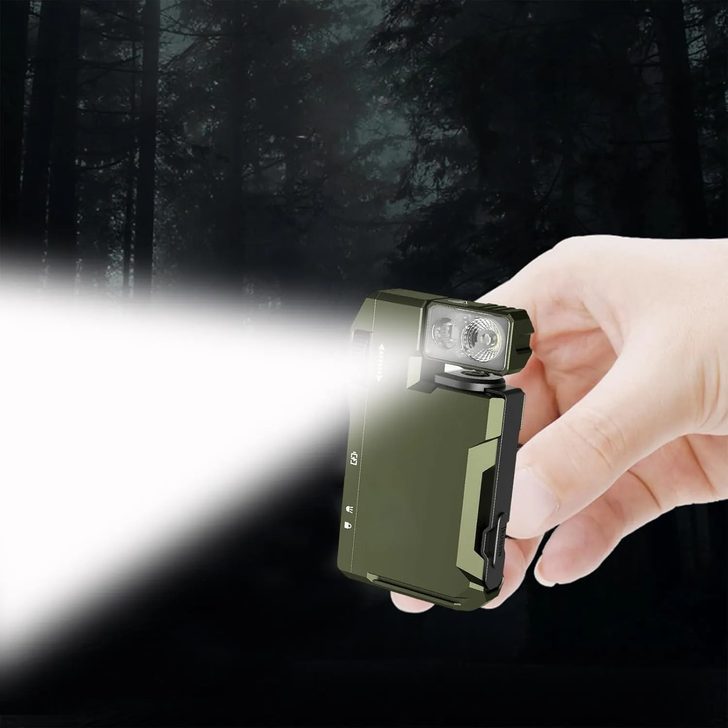 G5 Rechargeable EDC Flashlight,2025 G5 Magnetic Mini Flashlight,3 Modes 400 Lumens EDC Flashlight with RGB,180°Rotation,Dual Light,Petite Flat Keychain Flashlight for Camping Emergency (Black Green)