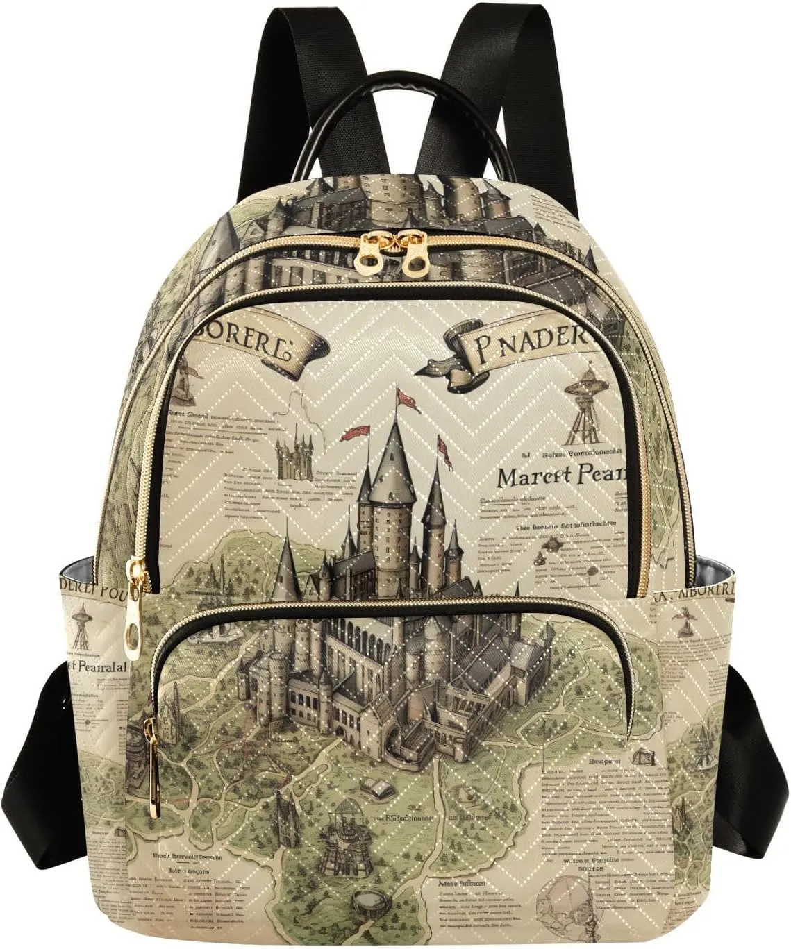 GAIGEO Masterful Castle Map Woman's Fashion Backpack, Women's Fashion Travel Backpack, Utility Backpack for Women, S