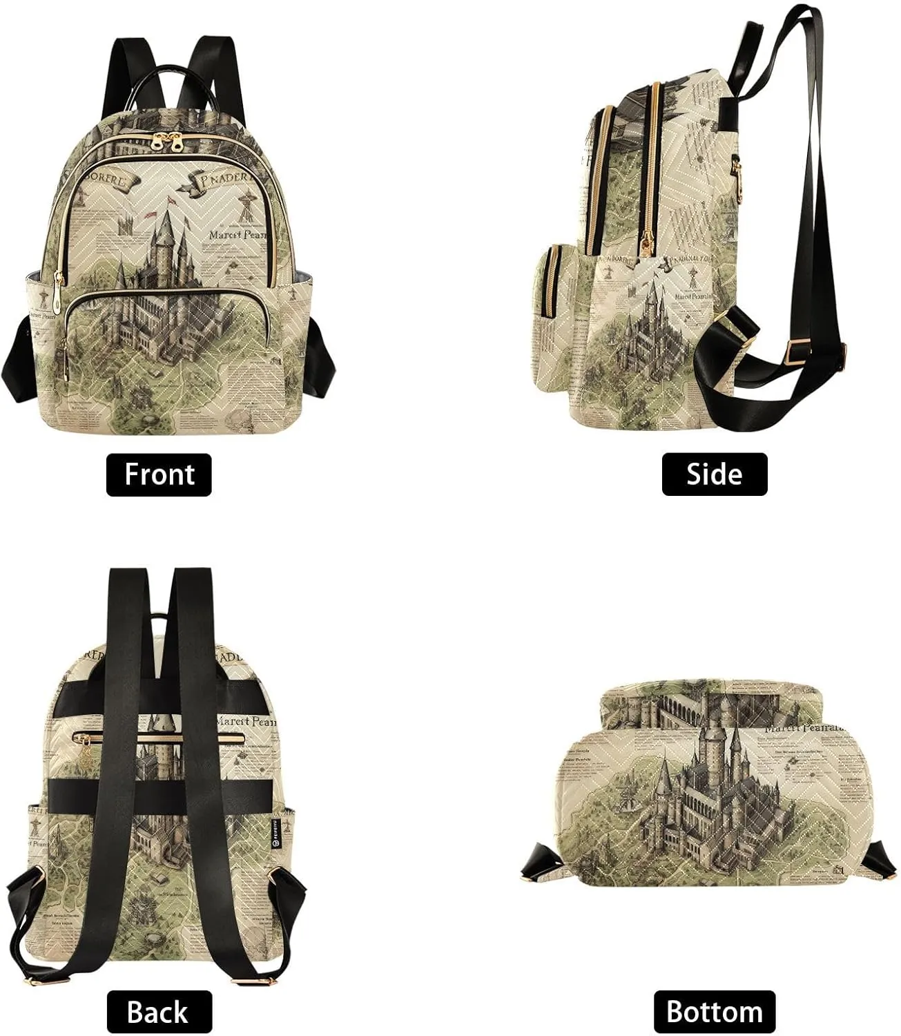 GAIGEO Masterful Castle Map Woman's Fashion Backpack, Women's Fashion Travel Backpack, Utility Backpack for Women, S