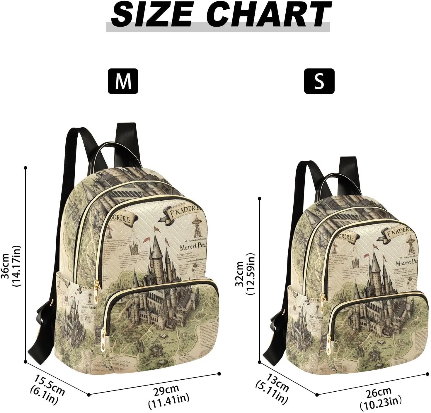 GAIGEO Masterful Castle Map Woman's Fashion Backpack, Women's Fashion Travel Backpack, Utility Backpack for Women, S