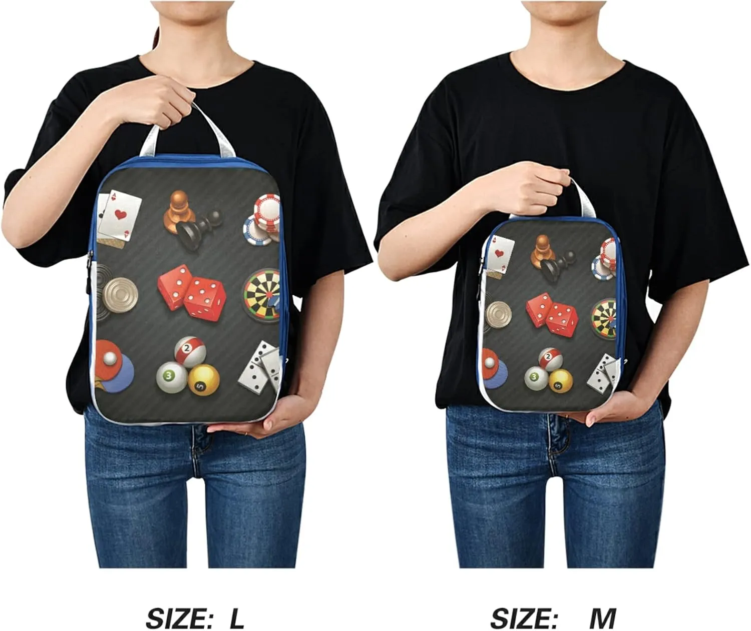 Game Icons Cards Turntable Pingpong Red Sieve on Black 3 Set Packing Cubes, Travel Packing Organizers for Suitcases, Waterproof Check Oxford Toiletry Compression Luggage Storage Bag