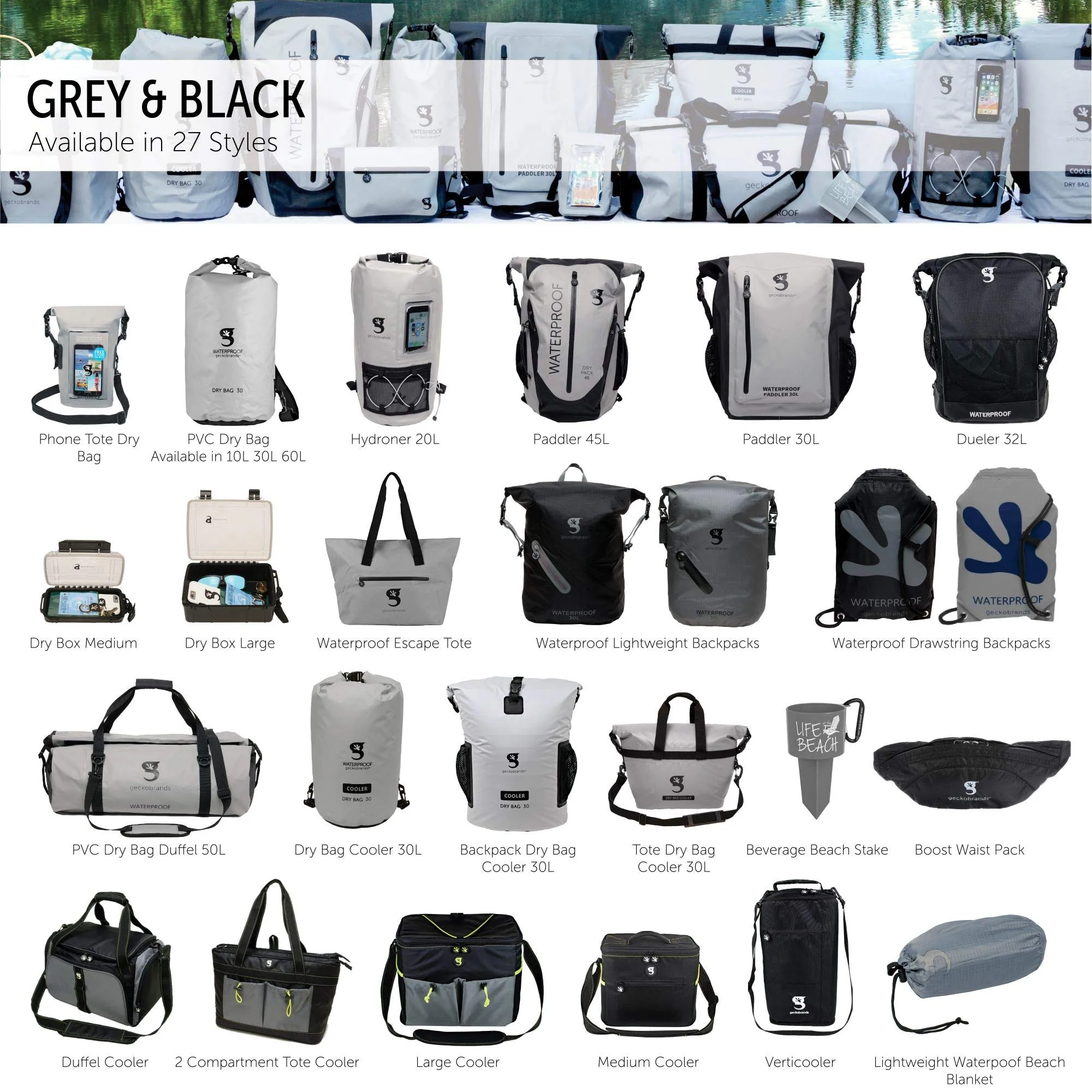 Geckobrands Waterproof Tarpaulin Dry Bag Waist Pouch