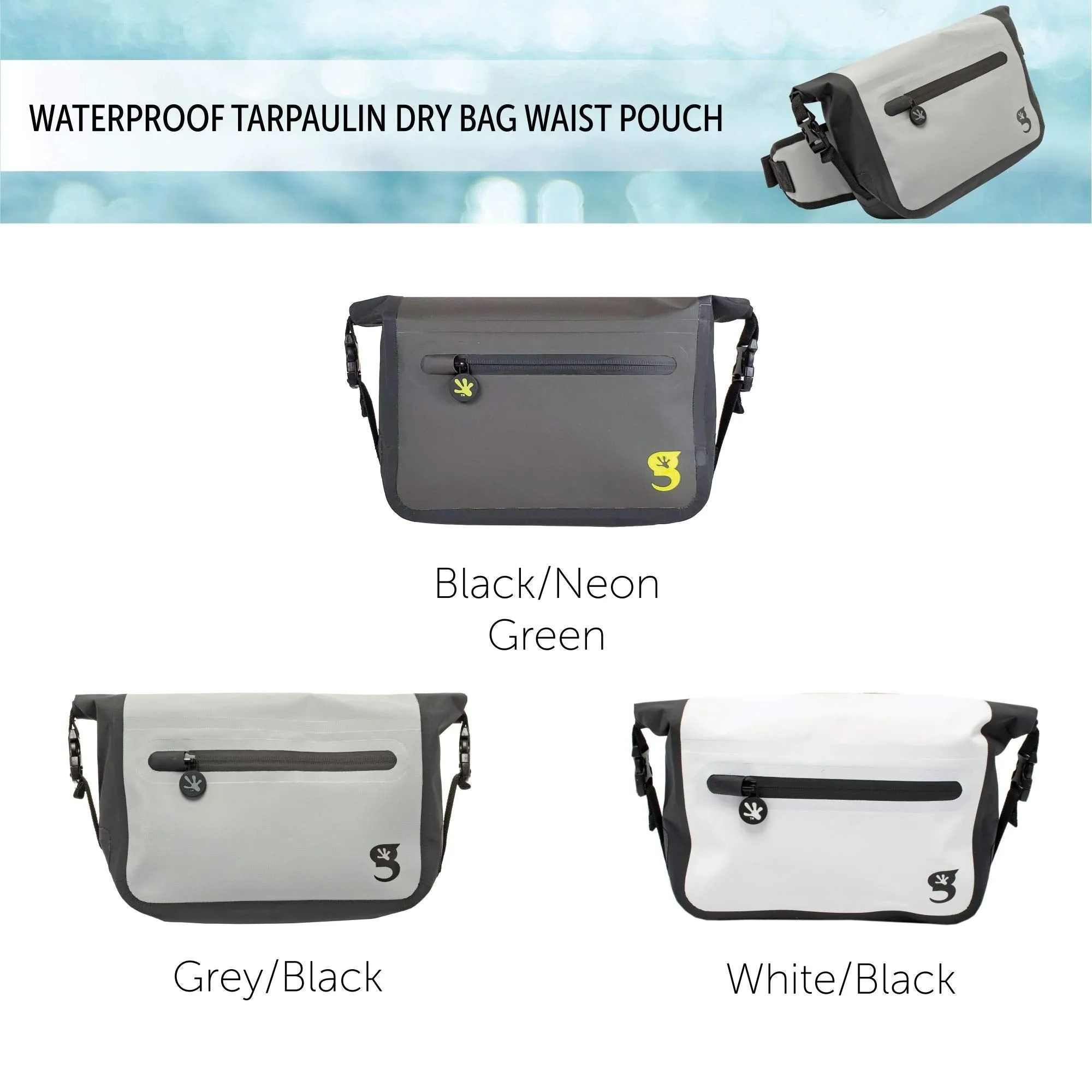 Geckobrands Waterproof Tarpaulin Dry Bag Waist Pouch