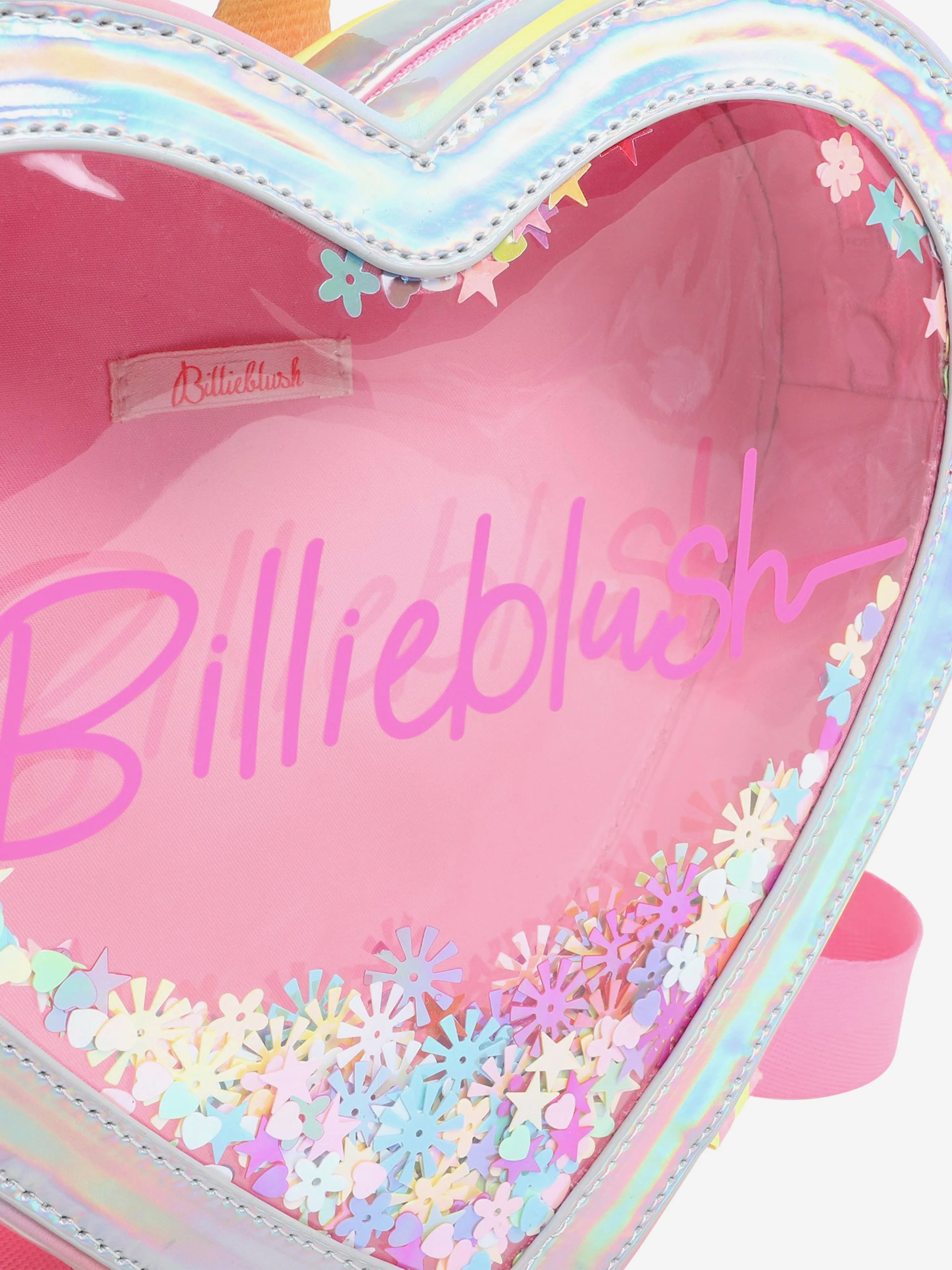 Girls Iridescent Confetti Heart Backpack in White (24cm)