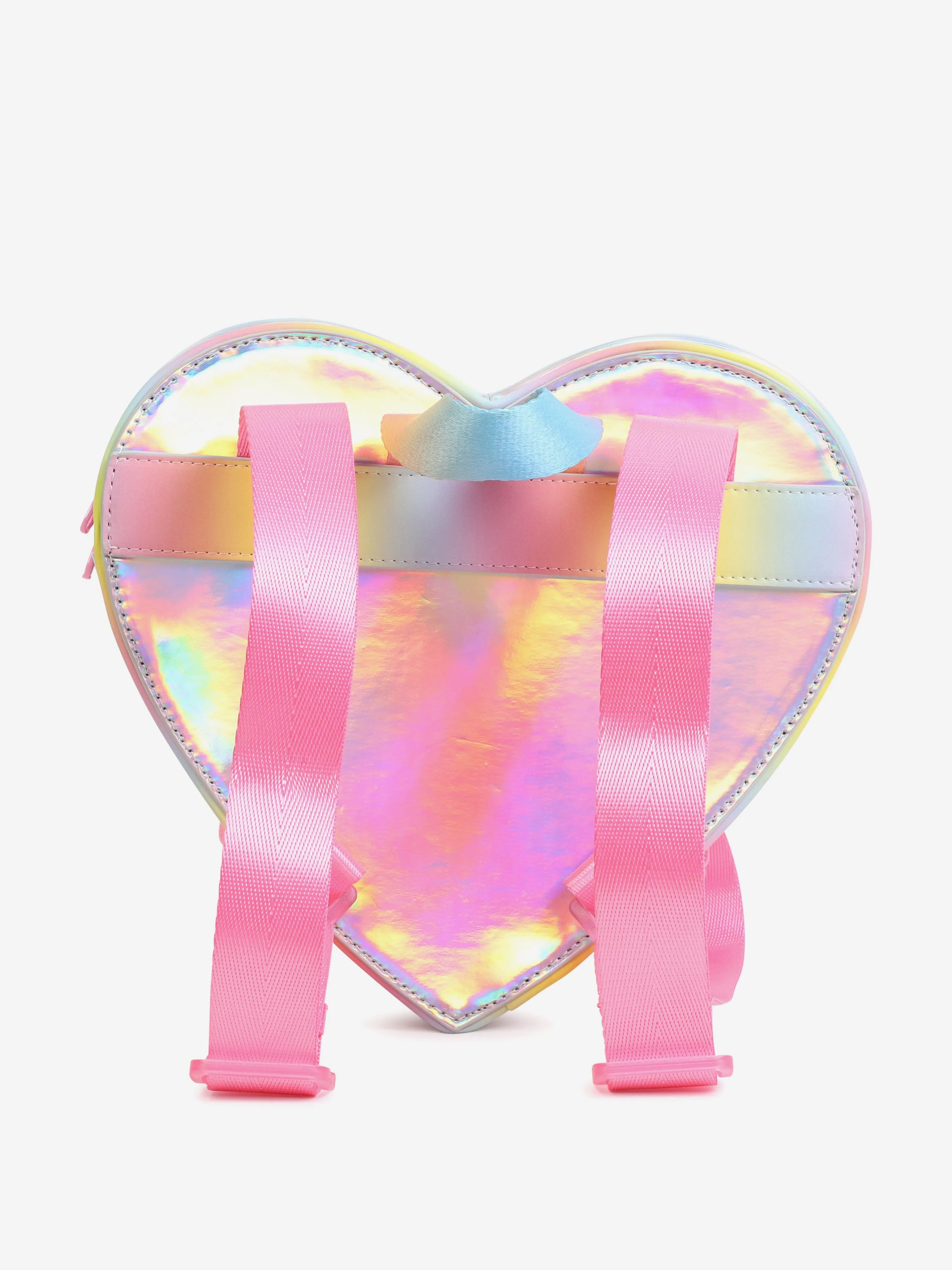 Girls Iridescent Confetti Heart Backpack in White (24cm)