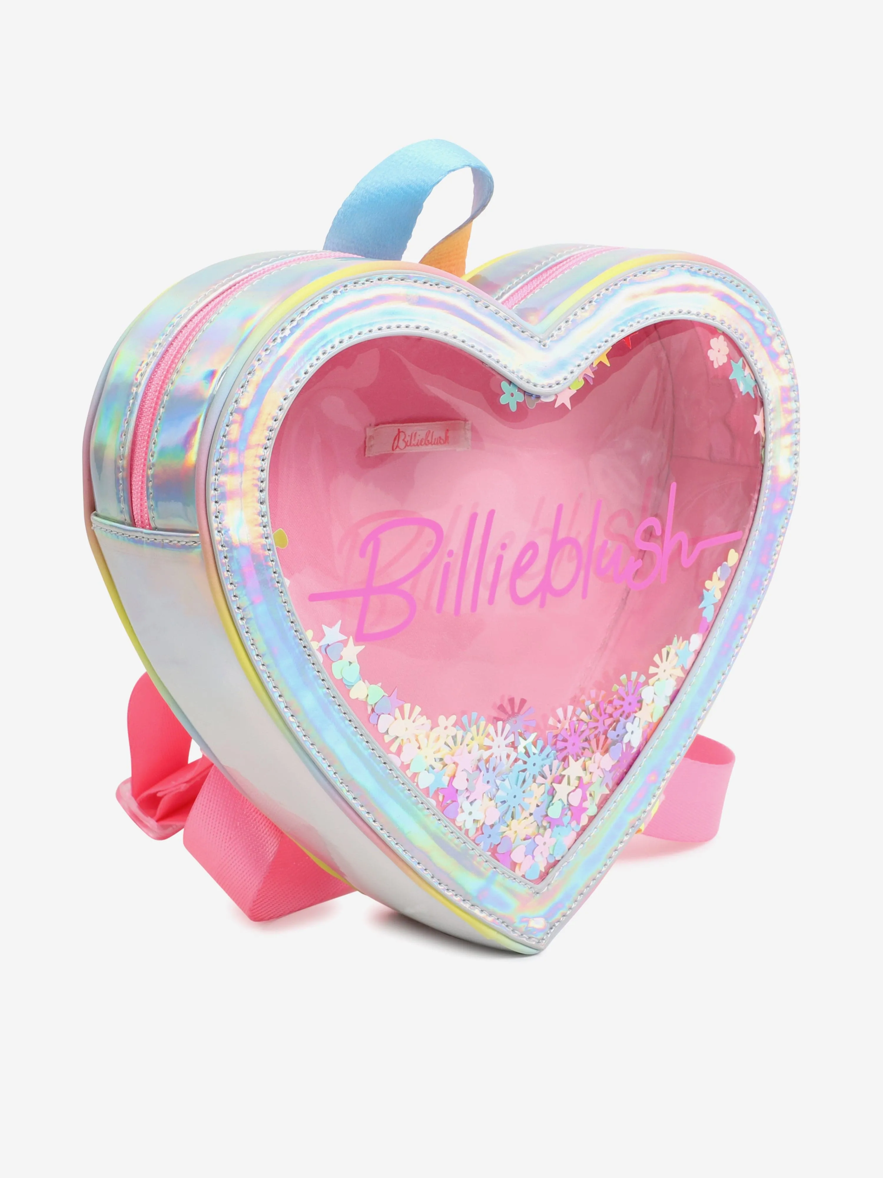 Girls Iridescent Confetti Heart Backpack in White (24cm)