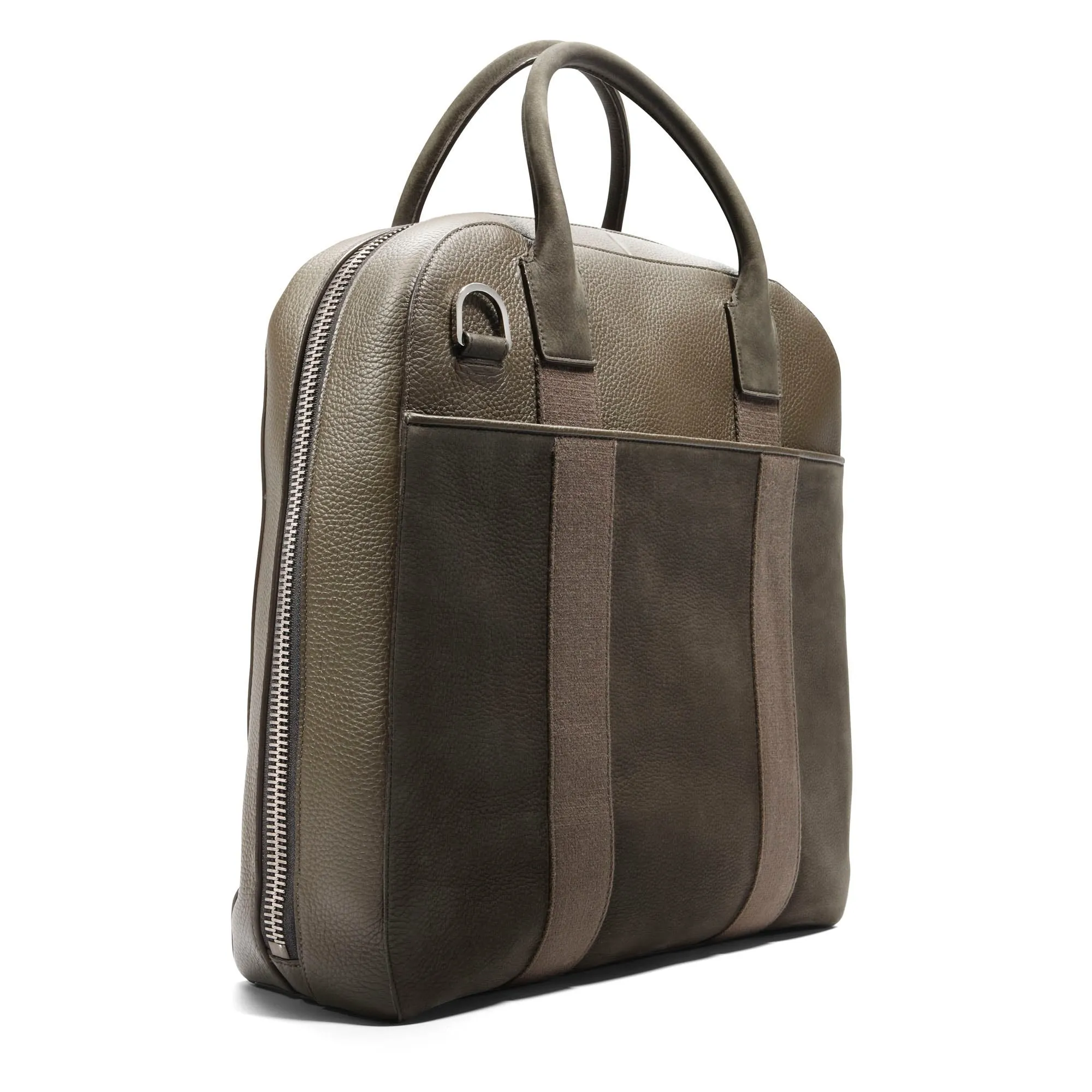 GMT Zip Briefcase in Soft Grain Leather & Nubuck