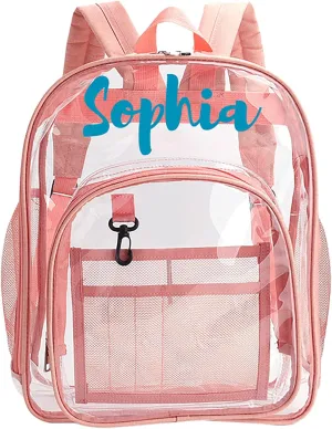 Godchoices Personalized Clear Backpack, Heavy Duty Clear Backpack, Custom Name Backpack See Through Name Backpack for Work Travel