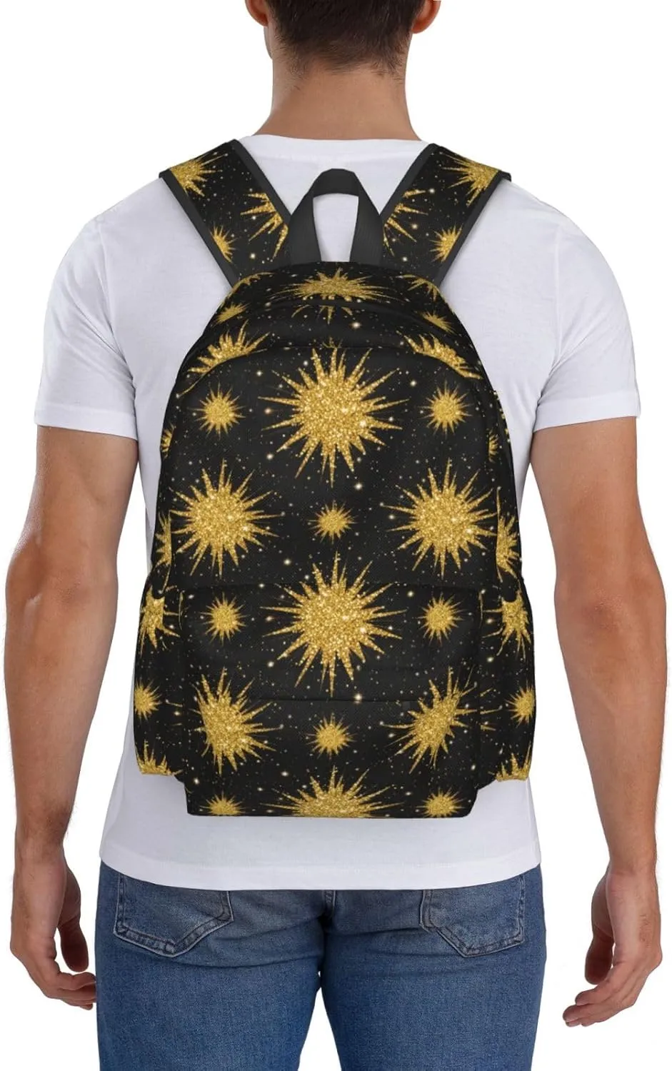 Golden Glitter Explosion Adult Backpacks 15 Inch Laptop Backpack Travel Bag for Men Women Gifts