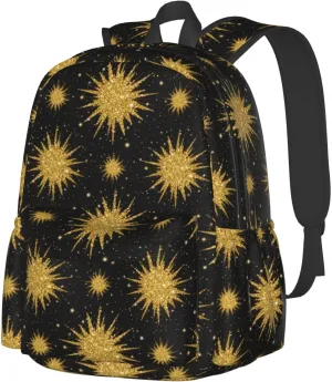 Golden Glitter Explosion Adult Backpacks 15 Inch Laptop Backpack Travel Bag for Men Women Gifts