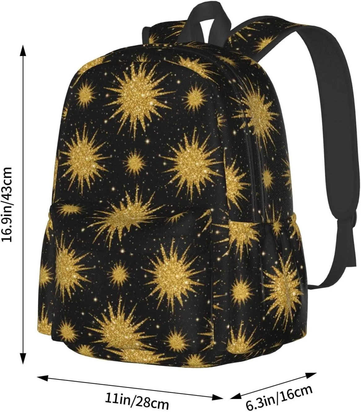 Golden Glitter Explosion Adult Backpacks 15 Inch Laptop Backpack Travel Bag for Men Women Gifts