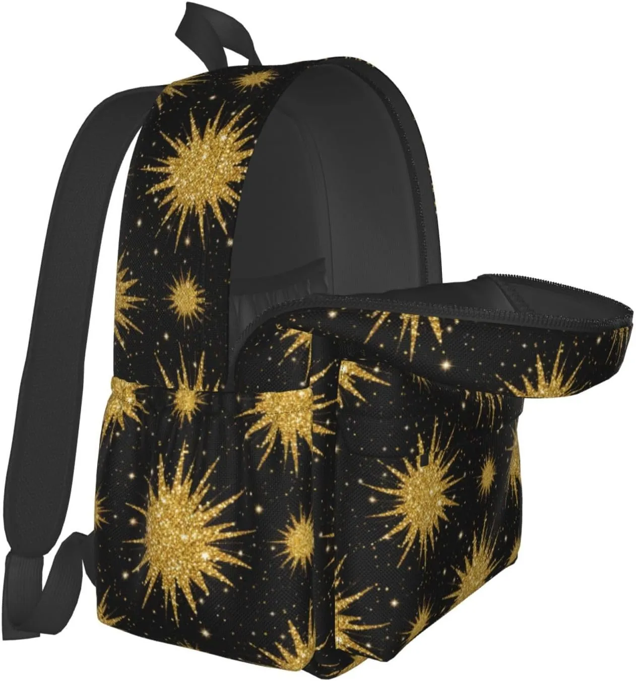 Golden Glitter Explosion Adult Backpacks 15 Inch Laptop Backpack Travel Bag for Men Women Gifts