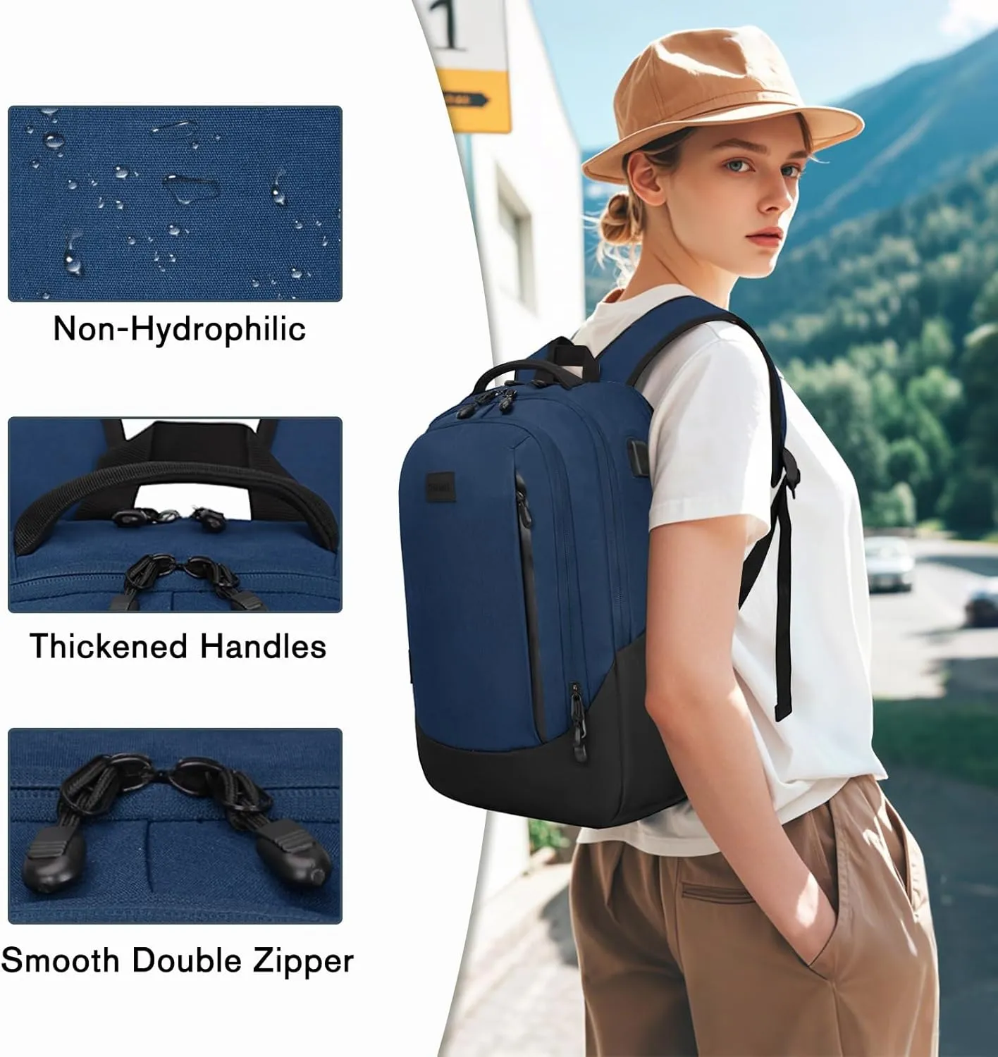 Goloni Multi-functional Travel Backpack, Large Capacity for Men Women Waterproof Business Work Bag, College Laptop Backpack with USB Charging Port, Suitable for 17-inch Computers