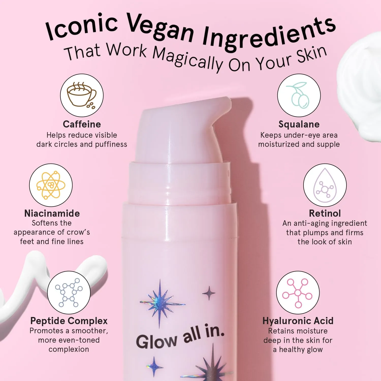 grace & stella Under Eye Cream Anti Aging - Brigthening Cream with Retinol & Caffeine - Reduce Dark Circles, Wrinkles, Puffiness - with Niacinamide, Peptides - Vegan Skincare - Free(0.5 fl.oz / 15ml)