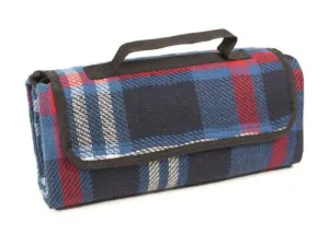 GREENFIELD COLLECTION MOISTURE RESISTANT PICNIC BLANKET, RED, WHITE AND BLUE TARTAN