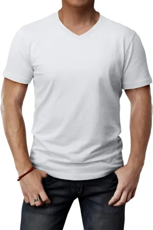 H2H Mens Casual Slim Fit Short Sleeve T-Shirts Soft Lightweight V-Neck/Crew-Neck Size XS to 3XL