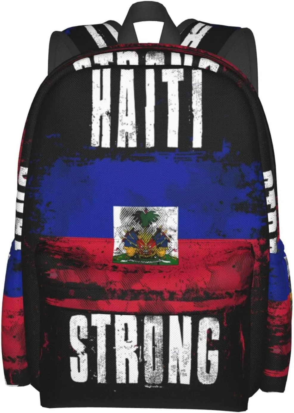 Haiti Strong Graffiti Flag Large Travel Backpack Casual Backpacks Laptop Daypack Working Rucksack Lightweight Back Pack Sports Bag with Adjustable Shoulder Strap