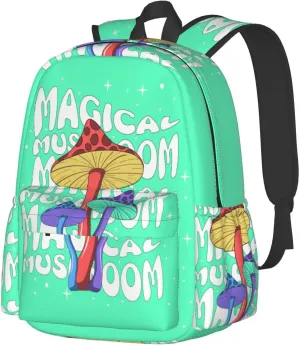 Hallucinogenic Bright Mushrooms Hippie Laptop Backpack Shoulder Bag Laptop Pack Travel Backpacks Commuter Back Pack Casual Daypack Bags With Side Pockets