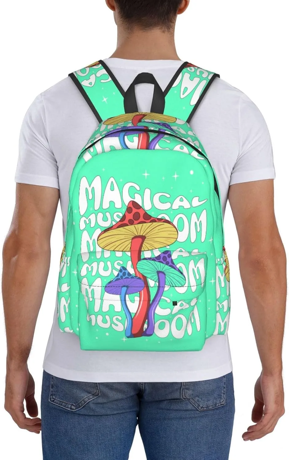 Hallucinogenic Bright Mushrooms Hippie Laptop Backpack Shoulder Bag Laptop Pack Travel Backpacks Commuter Back Pack Casual Daypack Bags With Side Pockets