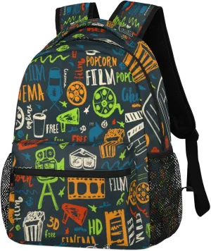 Hand-Painted Cinema Backpack Vintage Pattern Backpacks Shoulder Bag Casual Lightweight Travel Laptop Daypack Bag for Women Men