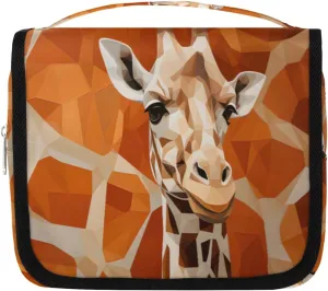 Hanging Toiletry Bag for Women & Men Small Travel Makeup Skincare Necessaire Organizer Kit Cosmetic Bags Waterproof Shower Pouch Expandable Compartments Abstract Giraffe Pattern