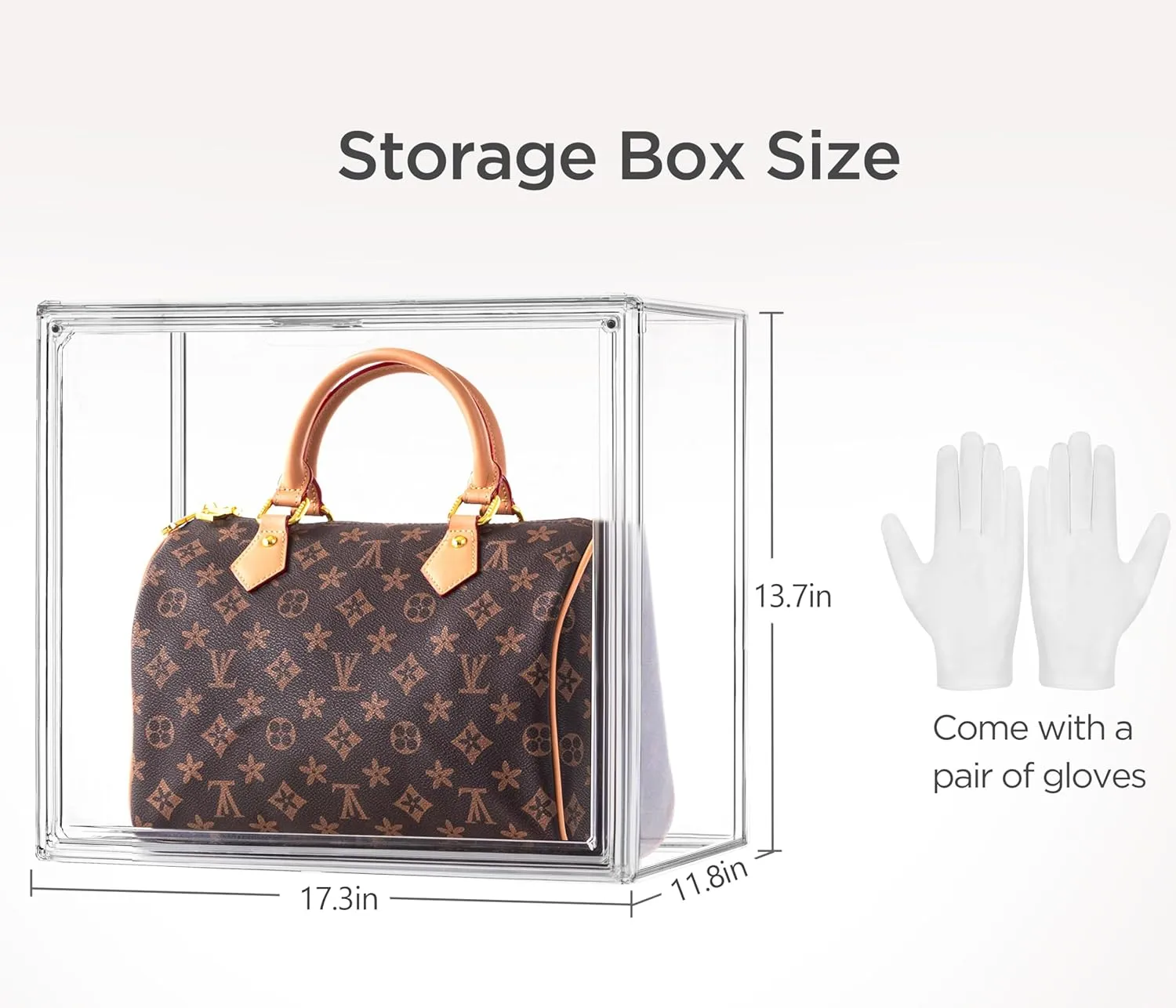 HBlife 4 Pack Purse Storage Organizer for Closet, X-Large Clear Stackable Handbag Display Case Box with Magnetic Door for Collectibles, Cosmetics, Women Heels and Toys