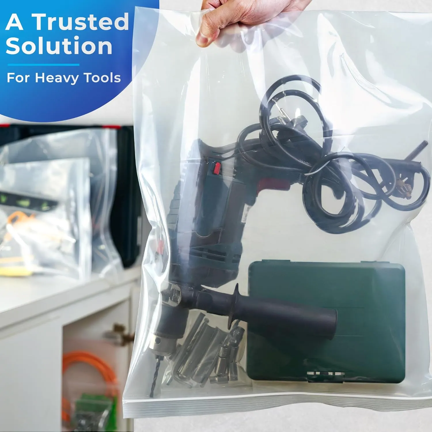 Heavy Duty 8 Mil Thick Plastic Storage Bag, Large Reusable Zipper Poly Bag for Backpacks, Blankets, Fishing & Sports Equipment, 16"x20" - Pack 25