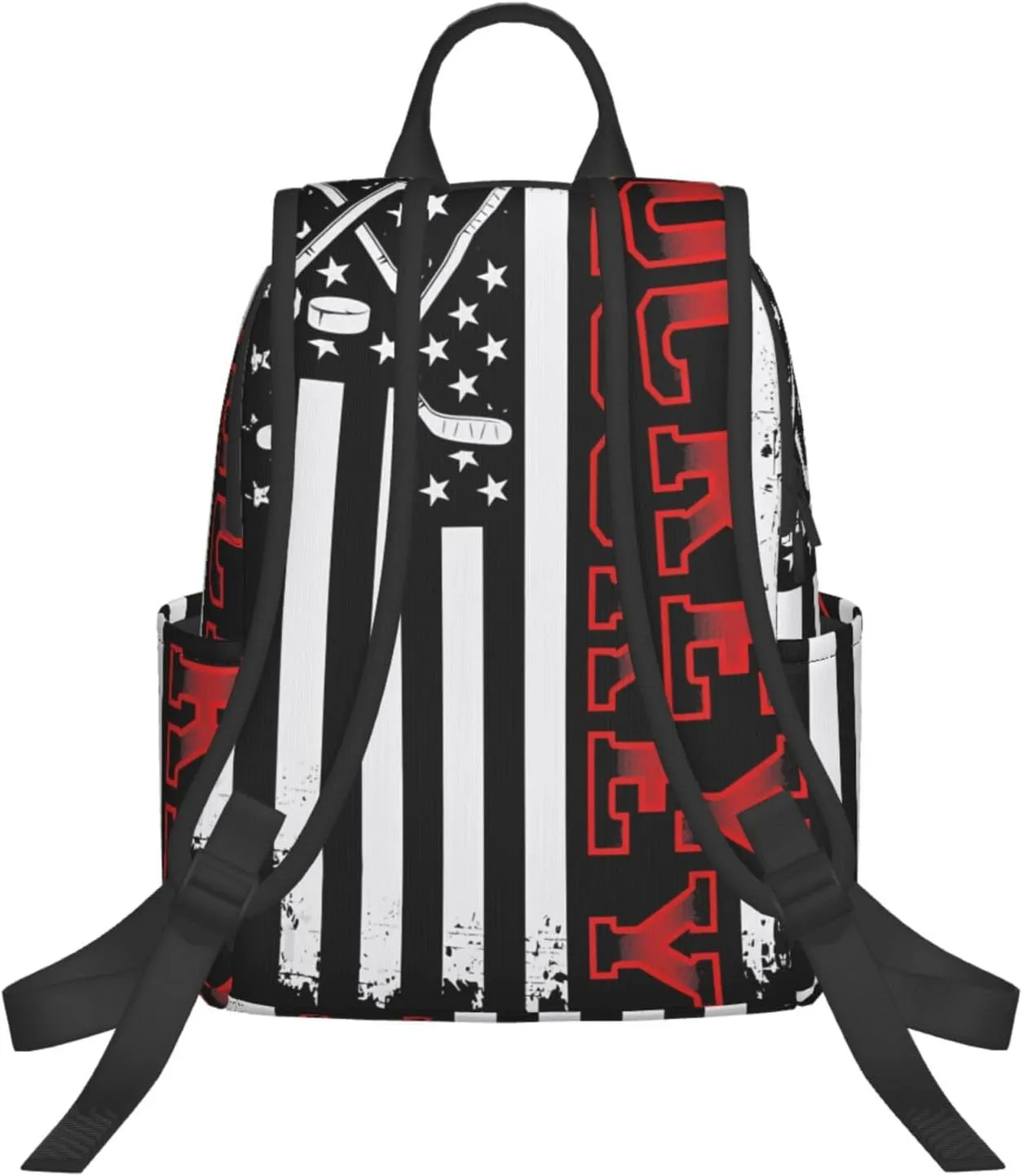 Hockey Stick American Flag Casual Backpacks Laptop Backpack Outdoor Travel Rucksack Sport Carry-On Daypack Lightweight Bag with Multi-Pockets