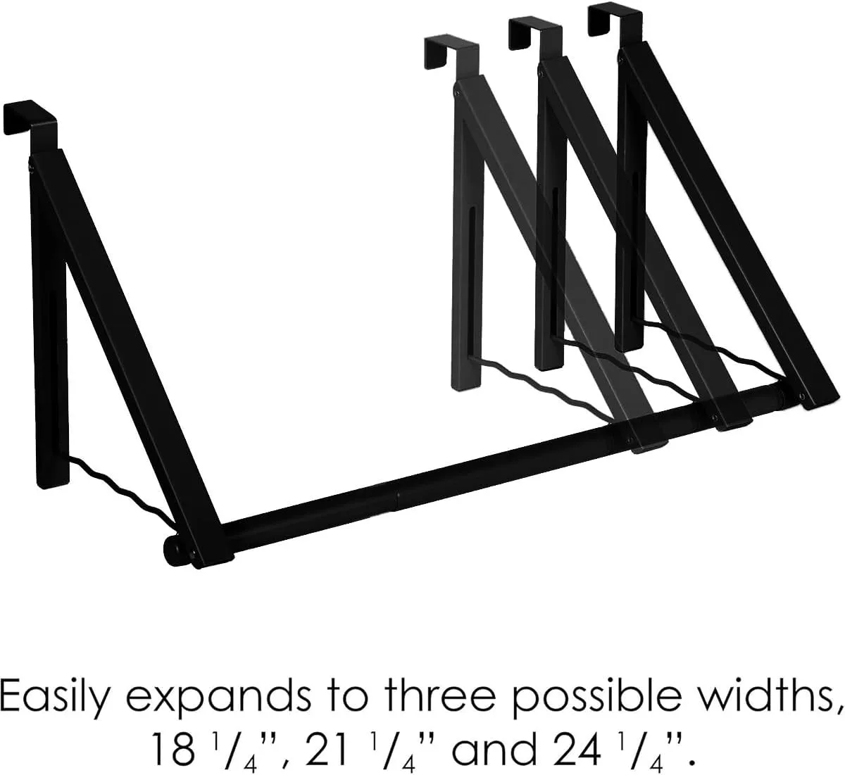 HOLDN’ STORAGE Over The Door Hanger - Single Hanger Retractable Collapsible Folding Over The Door Rack Organizer for Clothes & Towels Ideal for Bathrooms, Dorm Rooms Etc, Black - Pack of 2