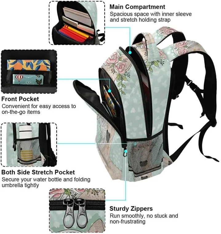 Horse Flowers Backpacks For Kids Fairytale Student Backpack Bookbag For Boys Girls Casual Bag