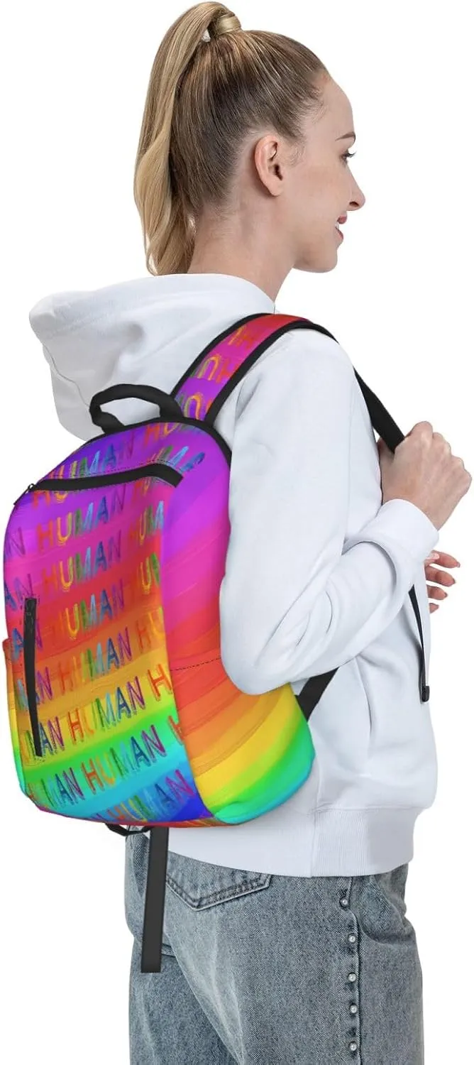 Human LGBT Rainbow Gay Pride Travel Laptop Backpack Casual Backpacks Double Shoulder Daypack Notebook Rucksack Work Bags Sports Bag for Gym Hiking Camping Beach
