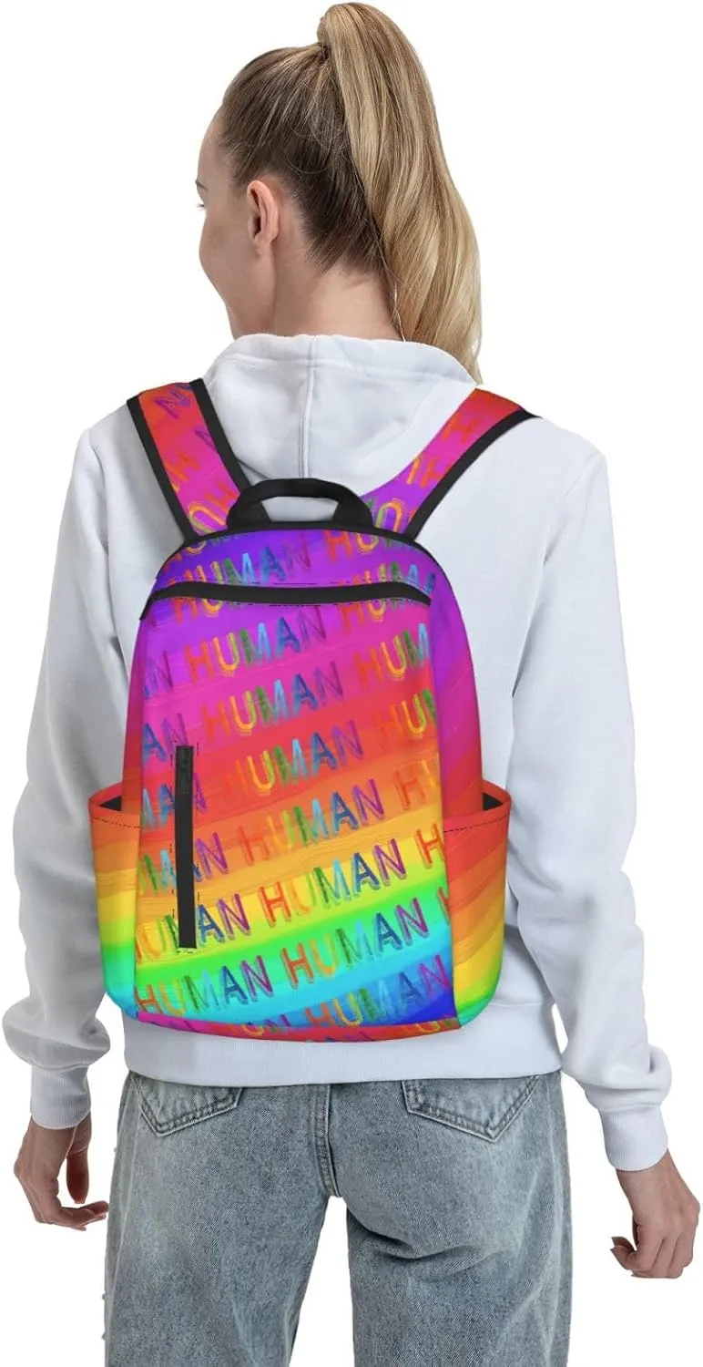 Human LGBT Rainbow Gay Pride Travel Laptop Backpack Casual Backpacks Double Shoulder Daypack Notebook Rucksack Work Bags Sports Bag for Gym Hiking Camping Beach