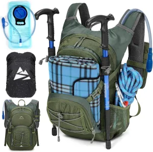 Hydration Backpack with 2L Water Bladder, Lightweight Water Backpack for Women&Men Small Insulated Hiking Backpacks with Rain Cover Hydration Pack for Hiking, Running, Cycling, Biking
