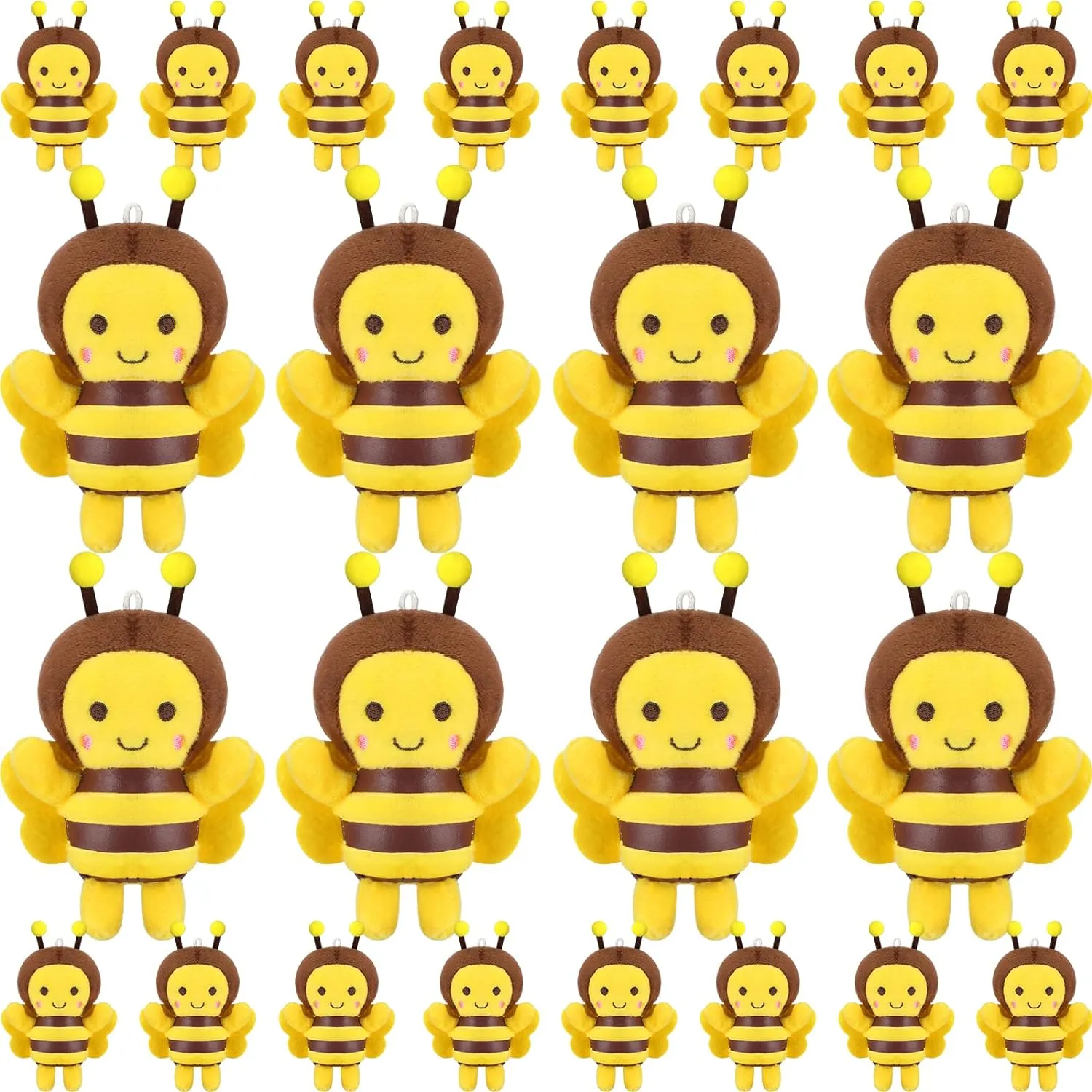 HyDren 24 Pcs Mini Bee Stuffed Animal Toys 5 Inch Plush Bee Soft Plush Honeybee Keychain for Room Decoration Baby Shower Holiday Birthday Animal Theme Party Favors DIY Gift Supplies