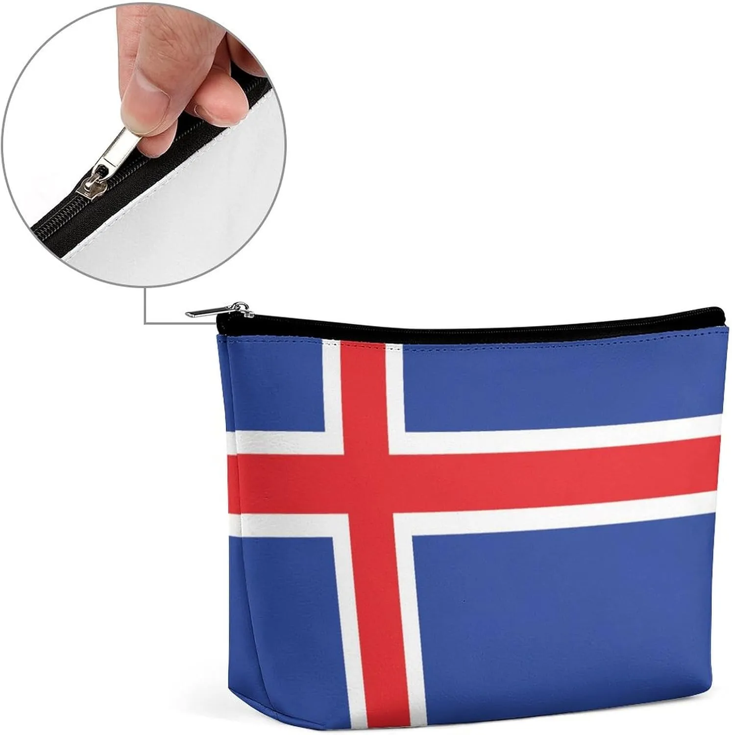 Iceland Flag Compact Makeup Bag Travel Cosmetic Pouch Organizer for Women Purse