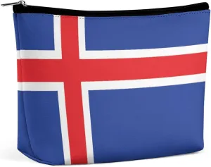 Iceland Flag Compact Makeup Bag Travel Cosmetic Pouch Organizer for Women Purse