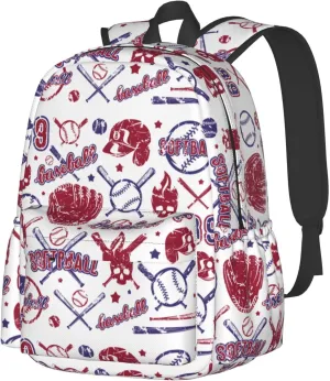 Icon And Badge Set Of Baseball And Softball Equipment (1) Backpacks 15 Inch Laptop Backpack Multipurpose Double Shoulder Bag for Men Women Gifts