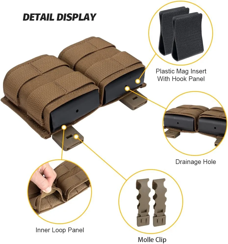 IDOGEAR Rifle Mag Pouch Molle 5.56mm Magazine Pouch Single Open-Top AR Mag Carrier Holder with Quick Release Mag Insert for M4 M16