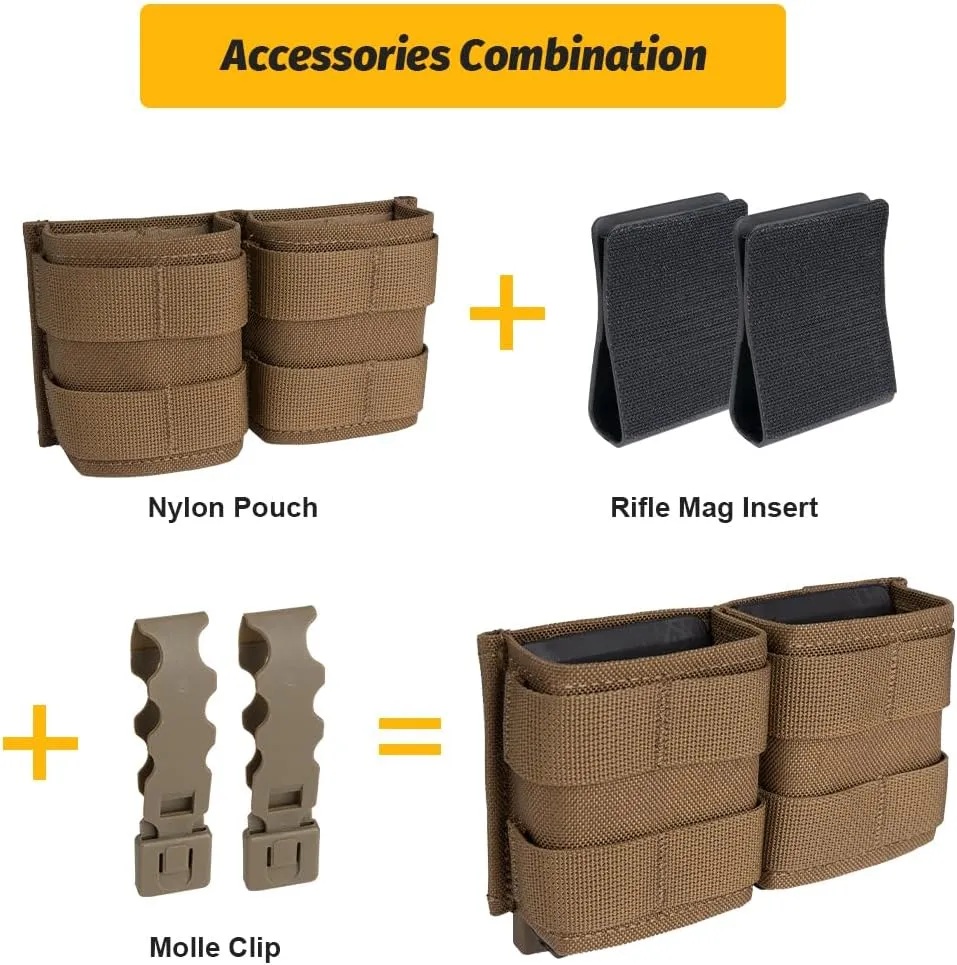 IDOGEAR Rifle Mag Pouch Molle 5.56mm Magazine Pouch Single Open-Top AR Mag Carrier Holder with Quick Release Mag Insert for M4 M16