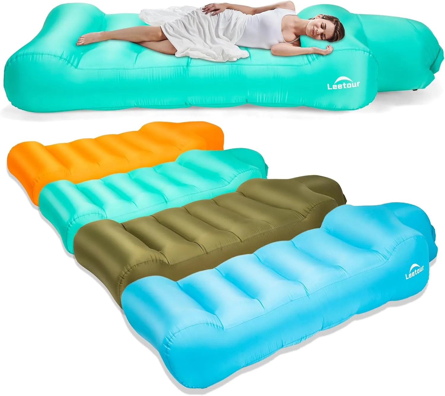 Inflatable Lounger Air Sofa Chair, Portable Water Proof Inflatable Couch, Lightweight Easy to Set Up Air Hammock, Blow Up Couch for Outdoor Camping, Beach,Festivals,Traveling(light green,3*6)