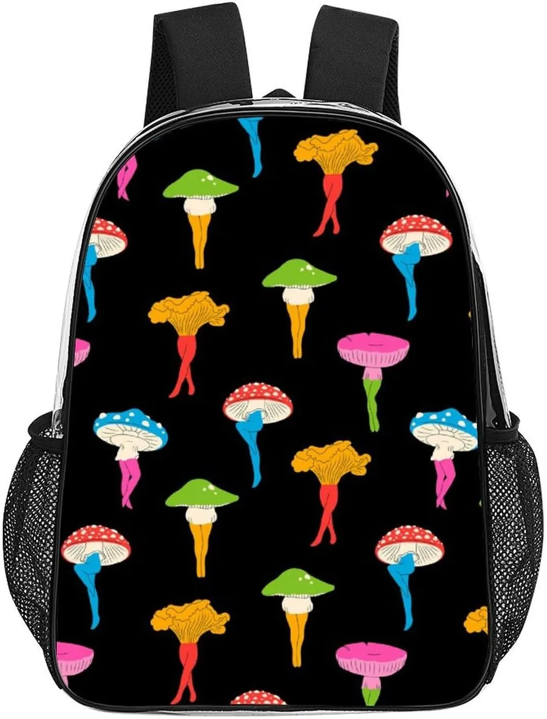 Interesting Mushroom Butt Transparent Fashion Waterproof PVC Transparent Backpack Unisex 17 Inches