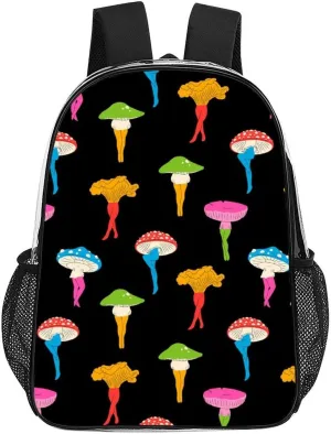 Interesting Mushroom Butt Transparent Fashion Waterproof PVC Transparent Backpack Unisex 17 Inches