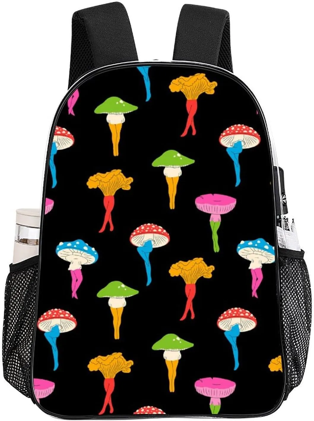 Interesting Mushroom Butt Transparent Fashion Waterproof PVC Transparent Backpack Unisex 17 Inches