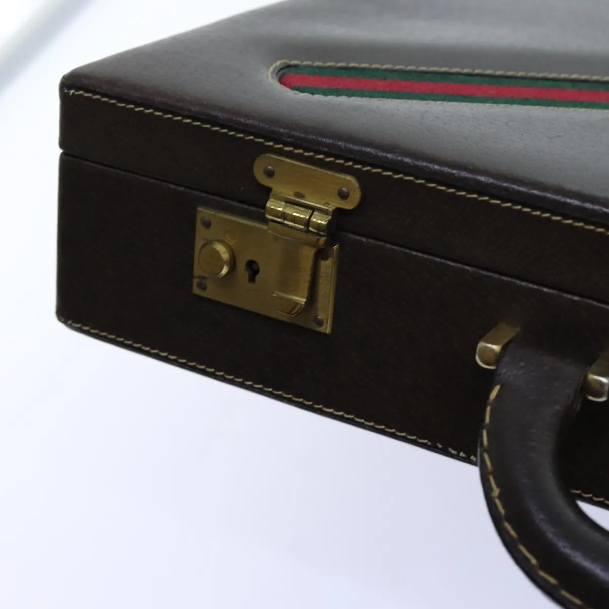 International delivery Horsebit Leather Briefcase Timely shipping Gucci Red Old