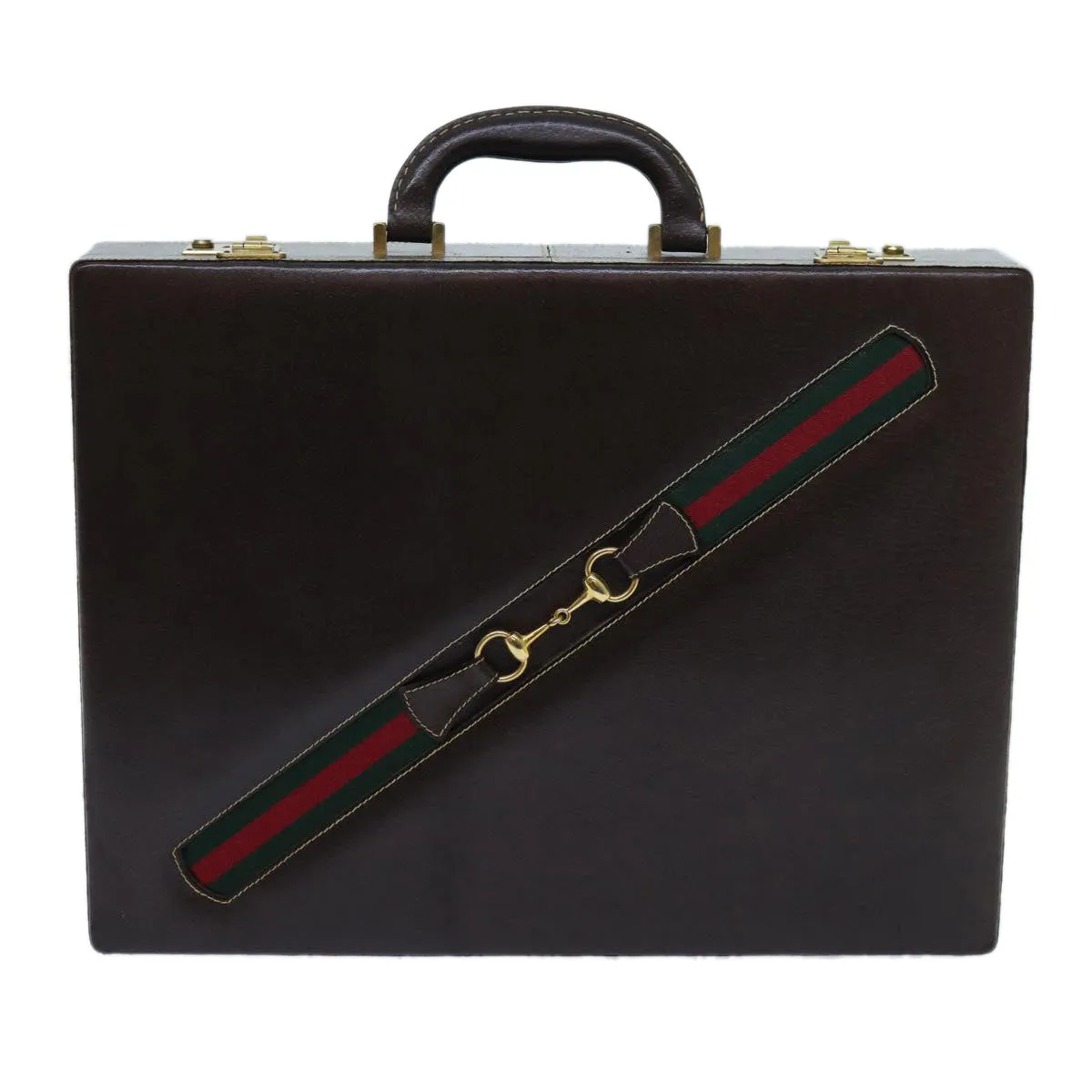 International delivery Horsebit Leather Briefcase Timely shipping Gucci Red Old