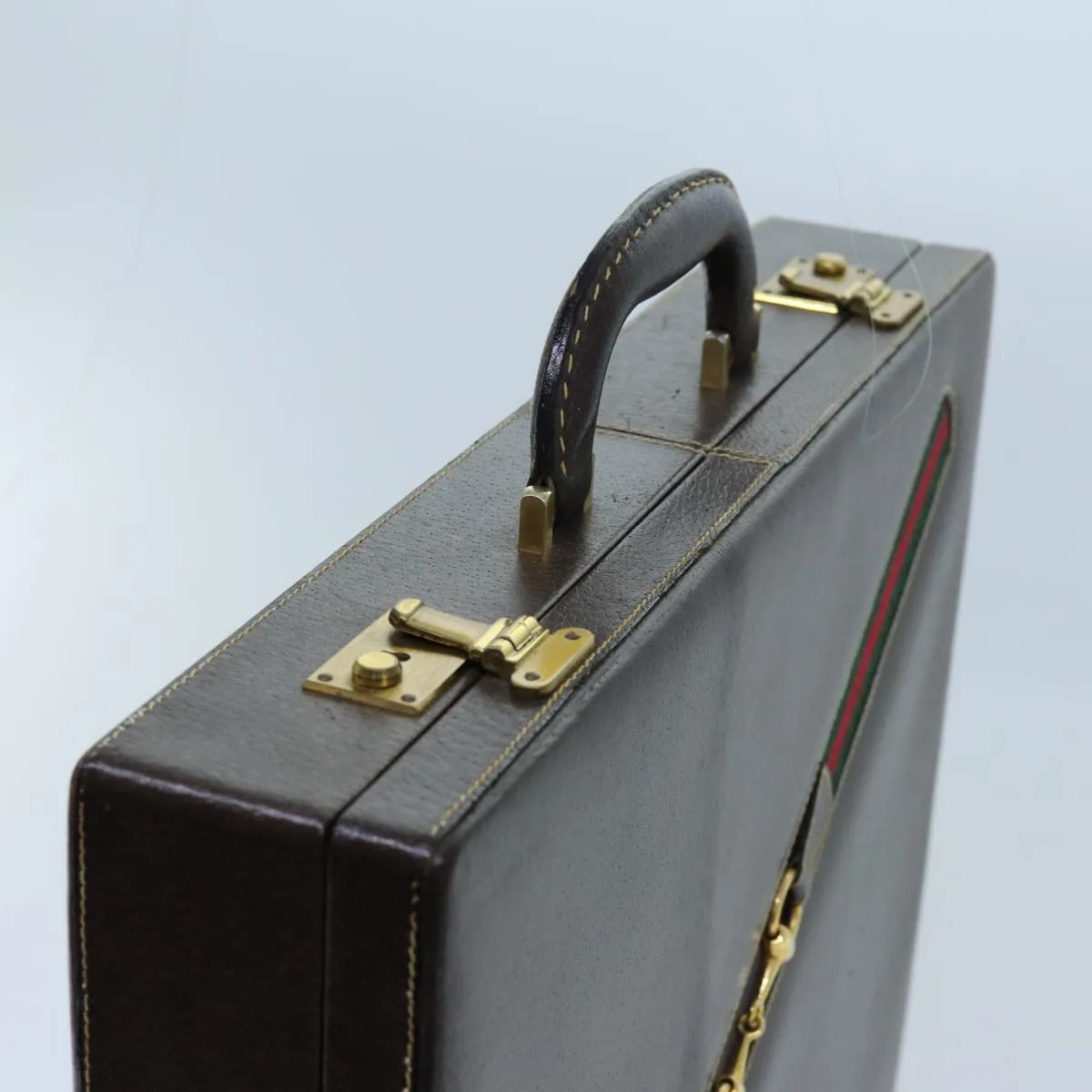 International delivery Horsebit Leather Briefcase Timely shipping Gucci Red Old