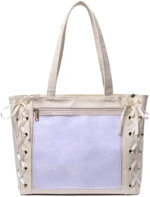 Ita Bag Shoulder Bag Women Men, Cute JK Y2K Top Handle Daypack Aesthetic Itabag Harajuku for Hiking Travel Trip Cosplay (creamy white)