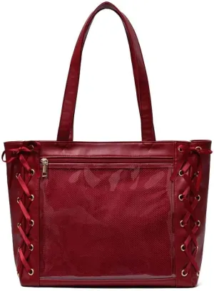 Ita Bag Shoulder Bag Women Men, Cute JK Y2K Top Handle Daypack Aesthetic Itabag Harajuku for Hiking Travel Trip Cosplay (wine red)