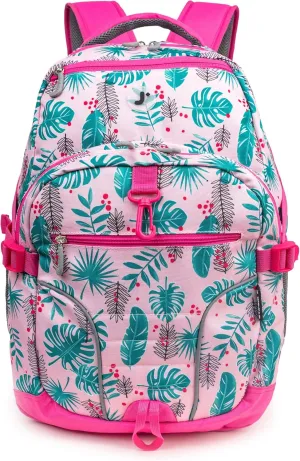 J World New York Atom Multi-Compartment Laptop Backpack, Palm Leaves, 18.5 X 13 X 7.5 (H X W X D)