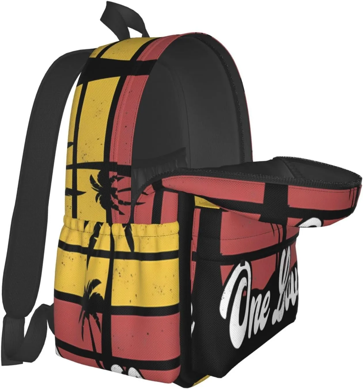 Jamaica One Loves Reggae Caribbean Music Rasta Rastafari Casual Backpacks Large Travel Backpack Laptop Rucksack Sports Daypack Adjustable Strap Bag for Camping Hiking